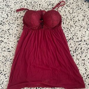 Super cute dark red/fuschia lingerie chemise!